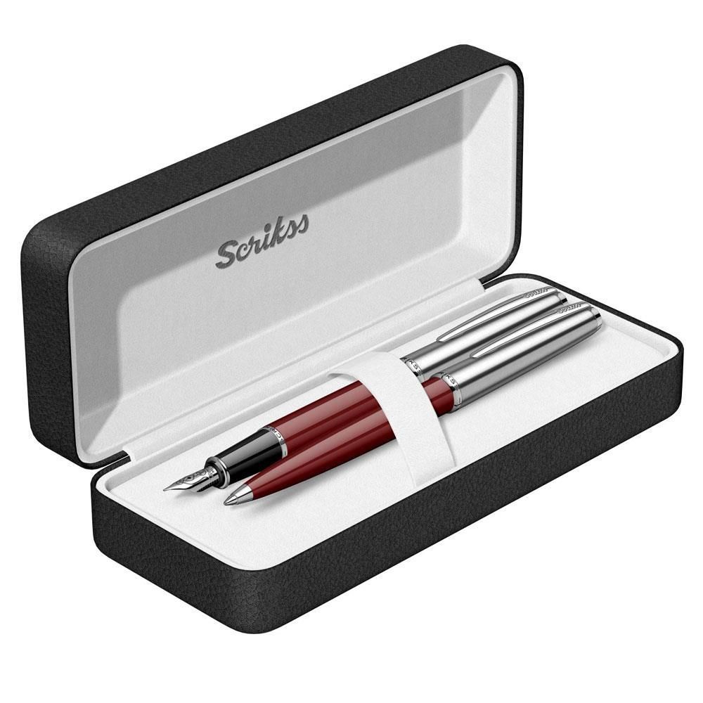 Scrikss 78 Dolma Kalem + Tükenmez Kalem Seti Bordo