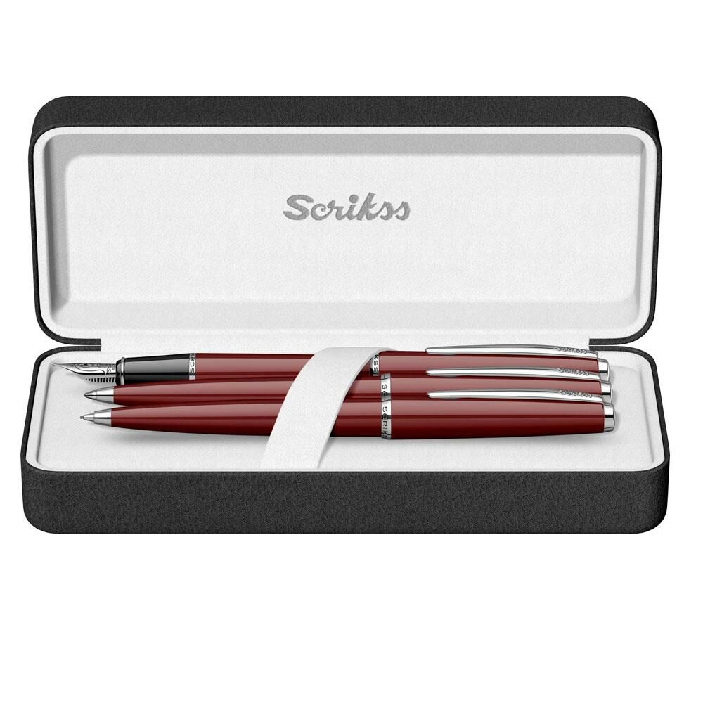 Scrikss 33 Kalem Seti 3 lü Bordo (Versatil - Dolmakalem - Tükenmez)