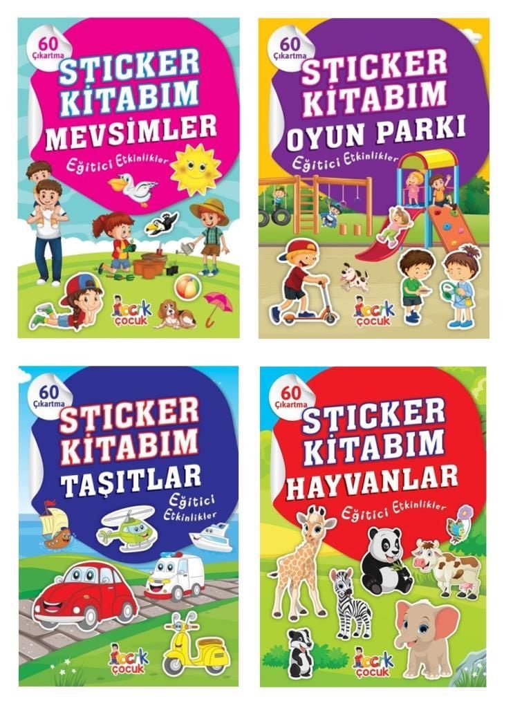 Stıcker Kitabım Seti 4 Kitap (Oyun Parkı - Hayvanlar - Mevsimler - Taşıtlar)