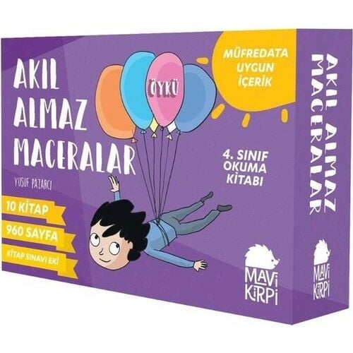 Mavi Kirpi 4. Sınıf  Akıl Almaz Maceralar Okuma Seti 10 Kitap