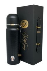 Galatasaray Çelik Termos Bardaklı Kapak Siyah 650 Ml